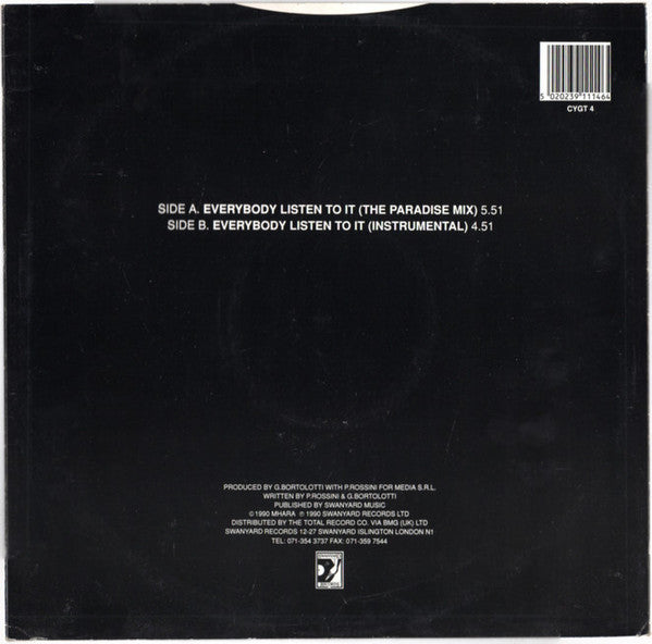 Cappella : Everybody Listen To It (12")