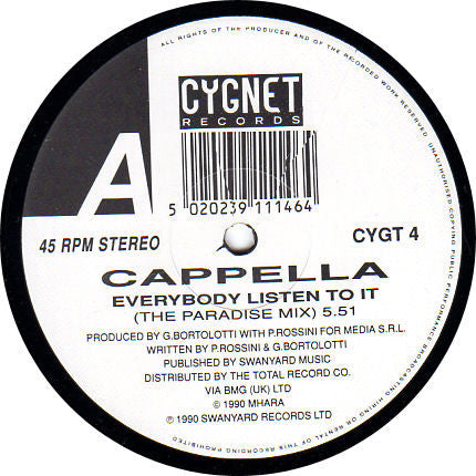 Cappella : Everybody Listen To It (12")