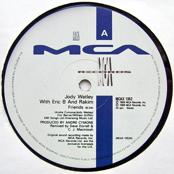 Jody Watley With Eric B. & Rakim : Friends ("Unity" Remix) (12")