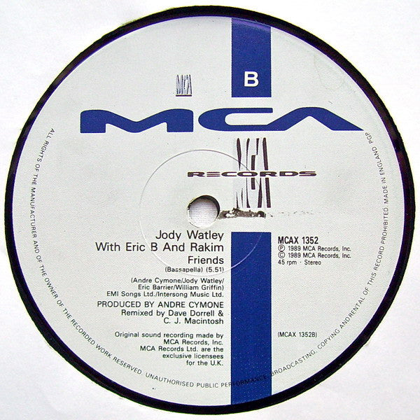 Jody Watley With Eric B. & Rakim : Friends ("Unity" Remix) (12")