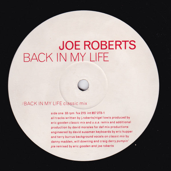 Joe Roberts : Back In My Life (12")