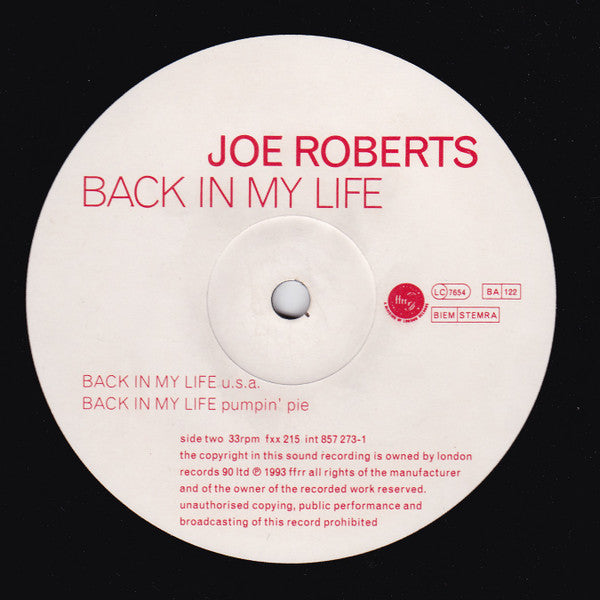 Joe Roberts : Back In My Life (12")