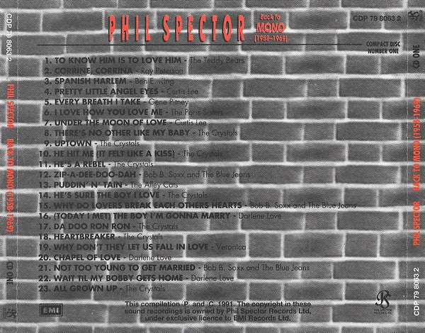 Phil Spector : Back To Mono (1958-1969) (3xCD, Comp, Mono, RM + CD, Album, RE, RM + Box)