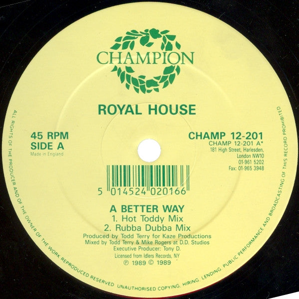 Todd Terry Presents Royal House : A Better Way (12")