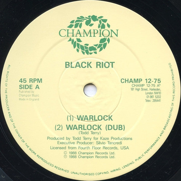 Black Riot : Warlock / A Day In The Life (12", Single)