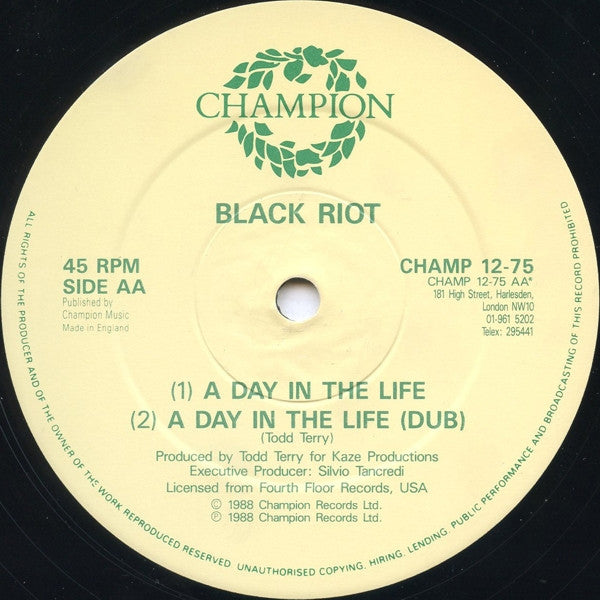 Black Riot : Warlock / A Day In The Life (12", Single)