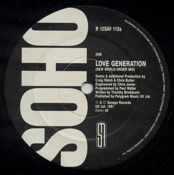 Soho (2) : Love Generation (Remix) (12", Ltd)