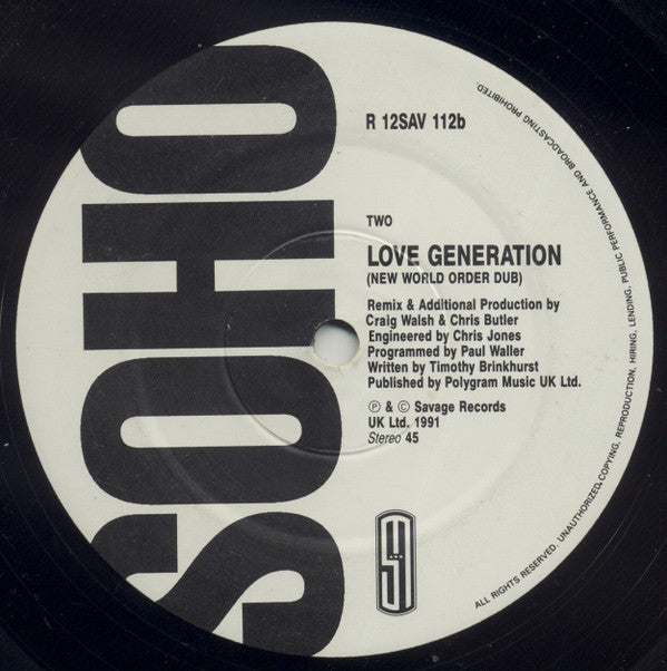 Soho (2) : Love Generation (Remix) (12", Ltd)