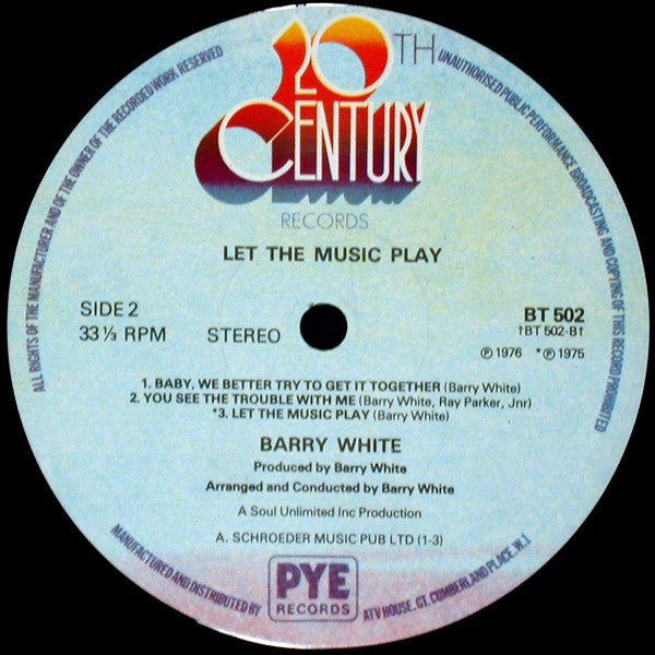 Barry White : Let The Music Play (LP, Album)