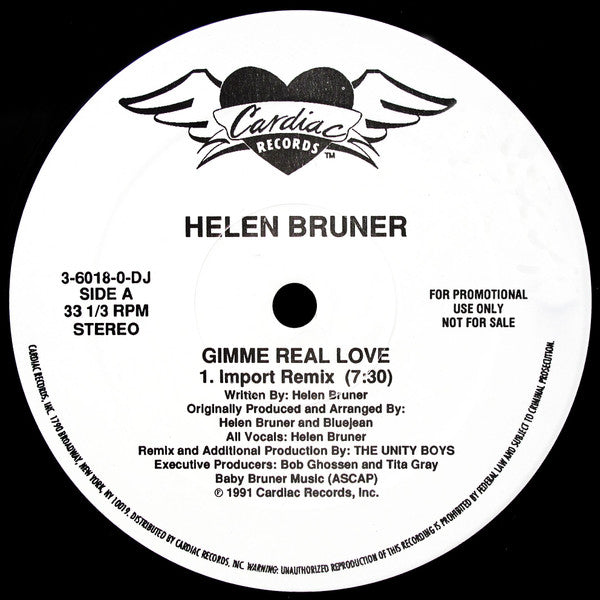 Helen Bruner : Gimme Real Love (12", Promo)