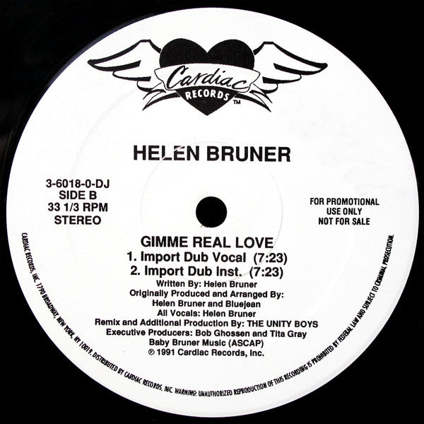 Helen Bruner : Gimme Real Love (12", Promo)