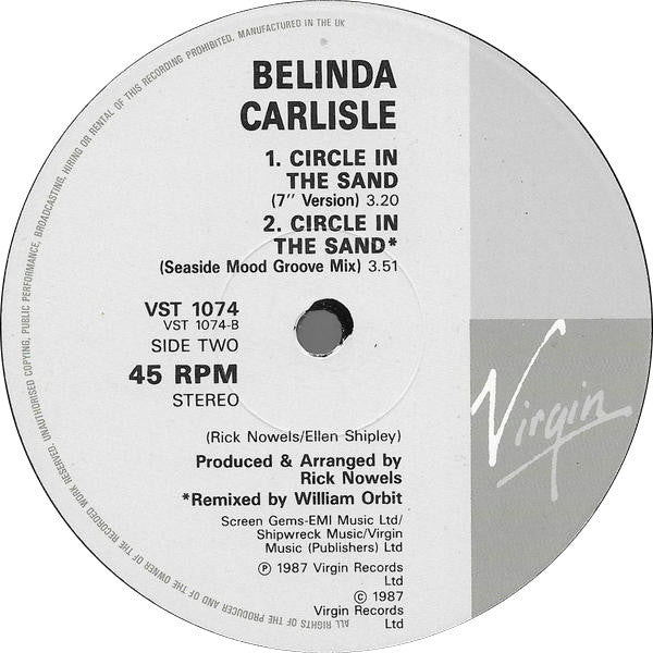 Belinda Carlisle : Circle In The Sand (12", Single)