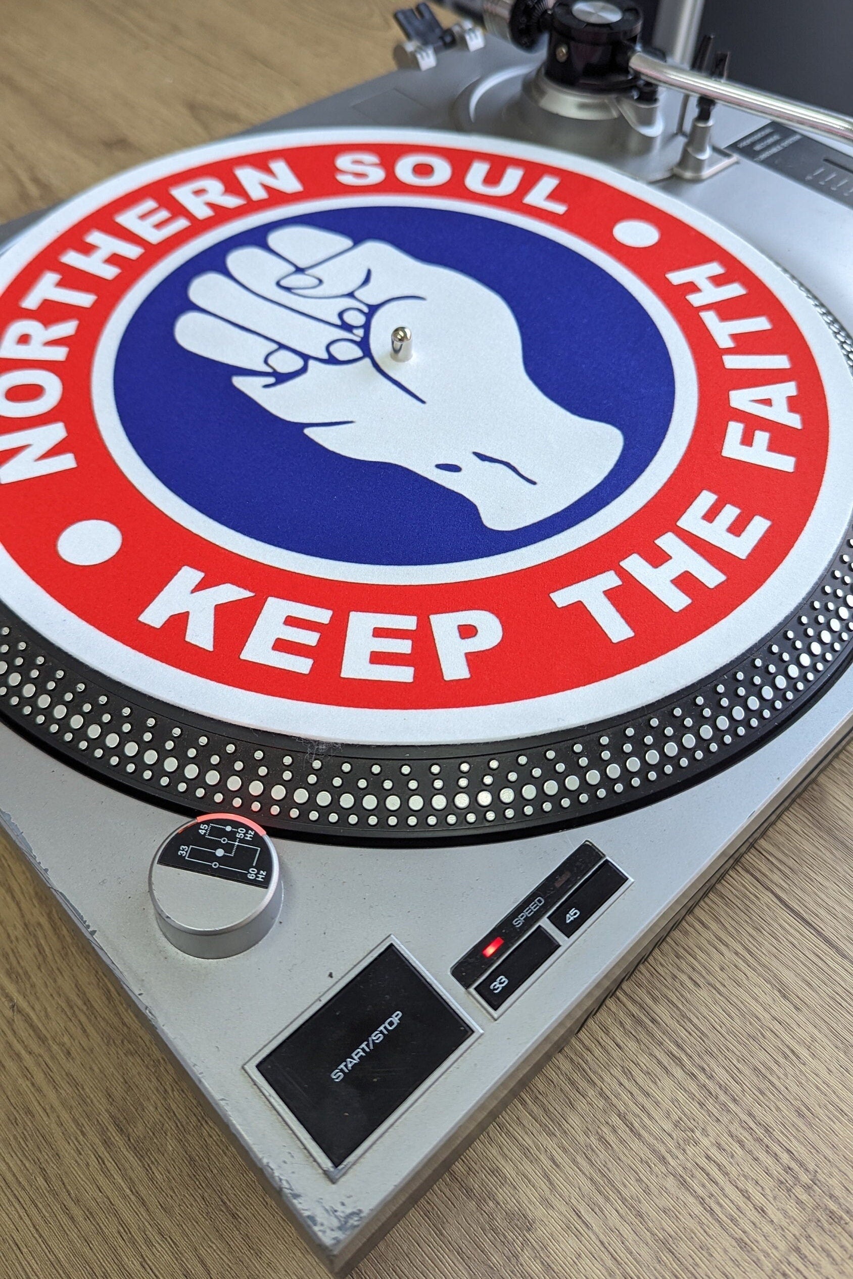 Northern Soul - Red White and Blue - Keep the Faith Slipmat - 7 & 12 inch LP Vinyl DJ Pro Turntable Slip Mat Record Player