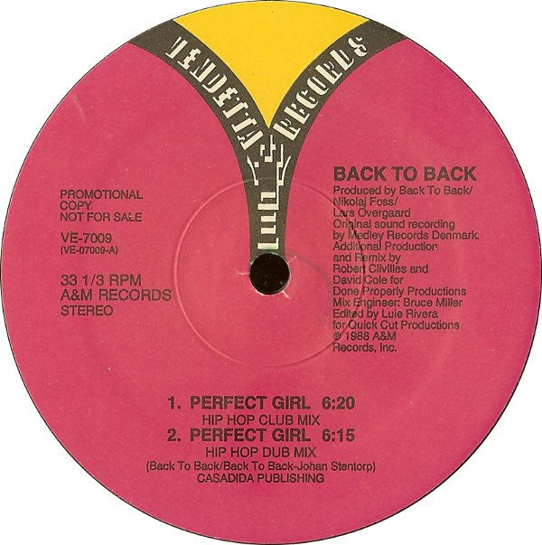 Back To Back : Perfect Girl (12", Promo)