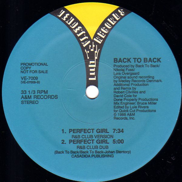 Back To Back : Perfect Girl (12", Promo)