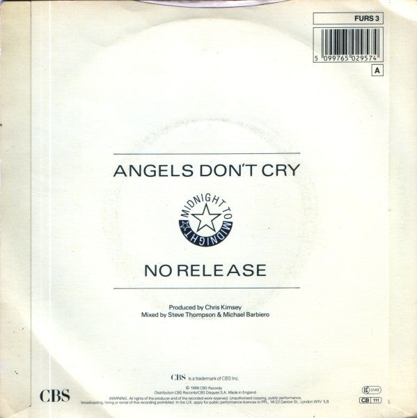 The Psychedelic Furs : Angels Don't Cry (7", Single)