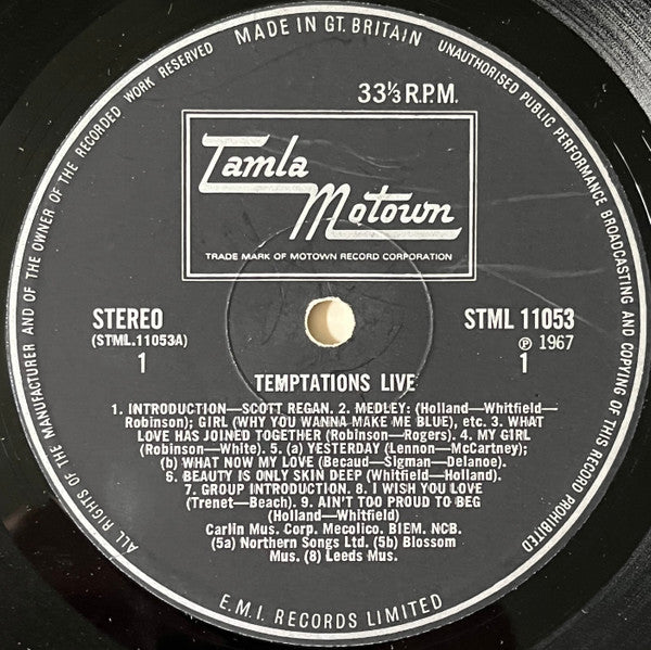 The Temptations : Temptations Live! (LP, Album)