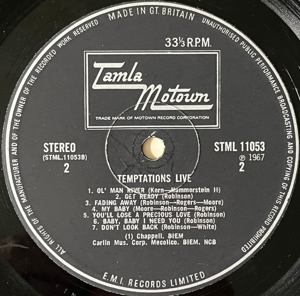The Temptations : Temptations Live! (LP, Album)