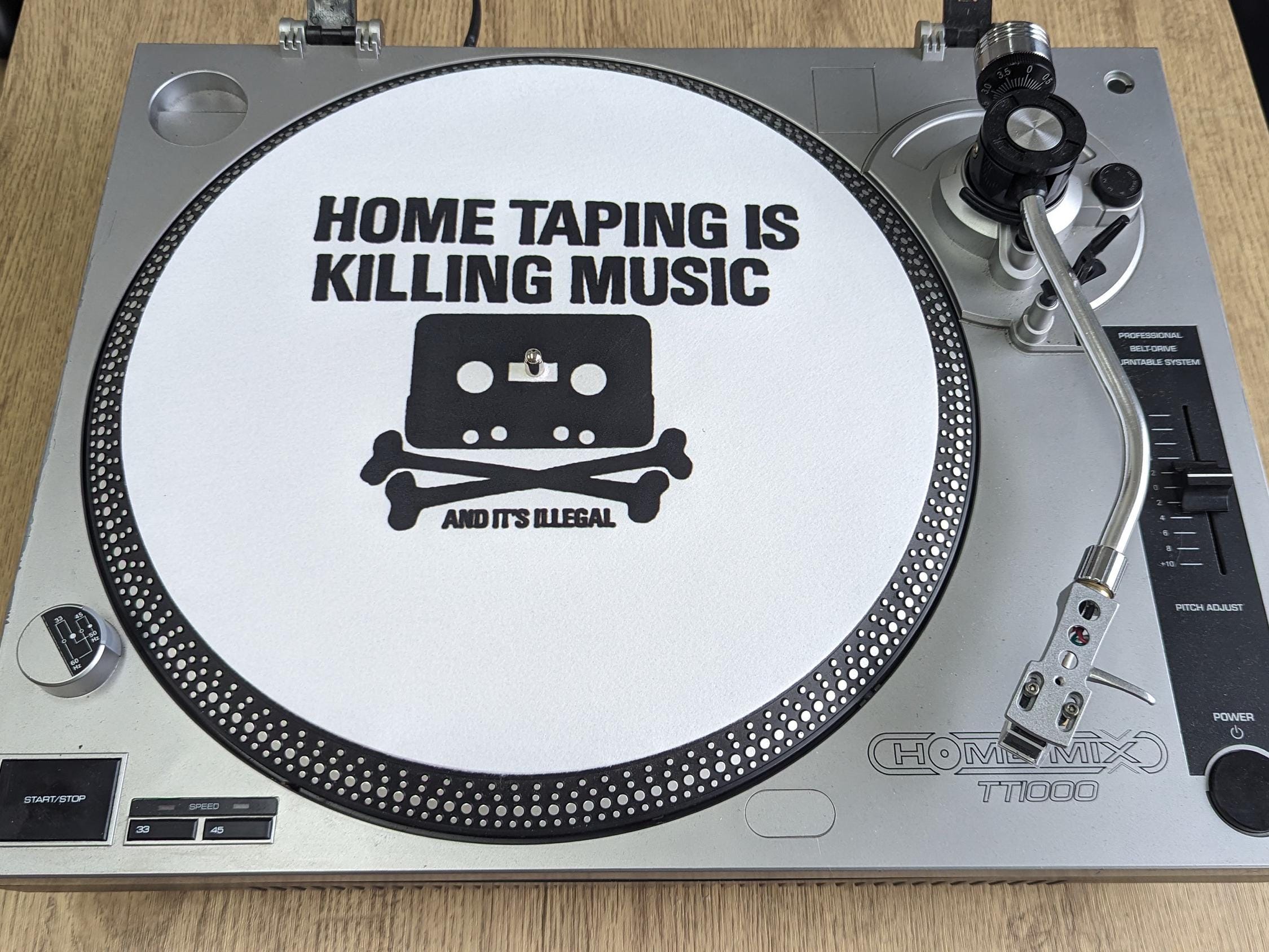 Piracy is killing music Slipmat - 7 & 12 inch LP Vinyl DJ Pro Turntable Slip Mat Record Player Technics 1210 DJ Turntablist