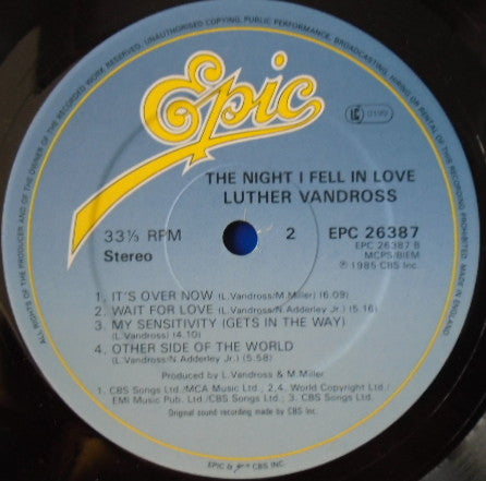 Luther Vandross : The Night I Fell In Love (LP, Album)