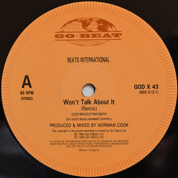 Beats International : Won't Talk About It (12")