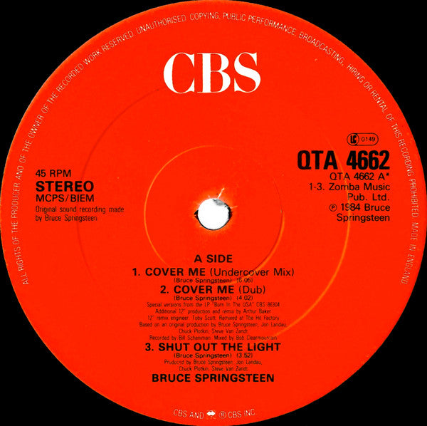 Bruce Springsteen : Cover Me (12", RP, Red)