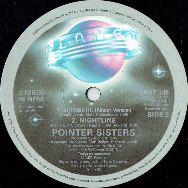 Pointer Sisters : Automatic (12")