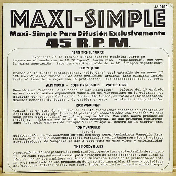 Various : Maxi-Simple Para Difusion Exclusivamente (12", Comp)
