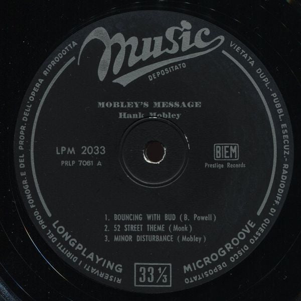 Hank Mobley : Mobley's Message (LP, Album, Mono)