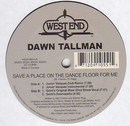 Dawn Tallman : Save A Place On The Dance Floor For Me (12")
