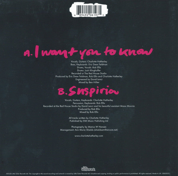 Charlotte Hatherley : I Want You To Know (7", Single)