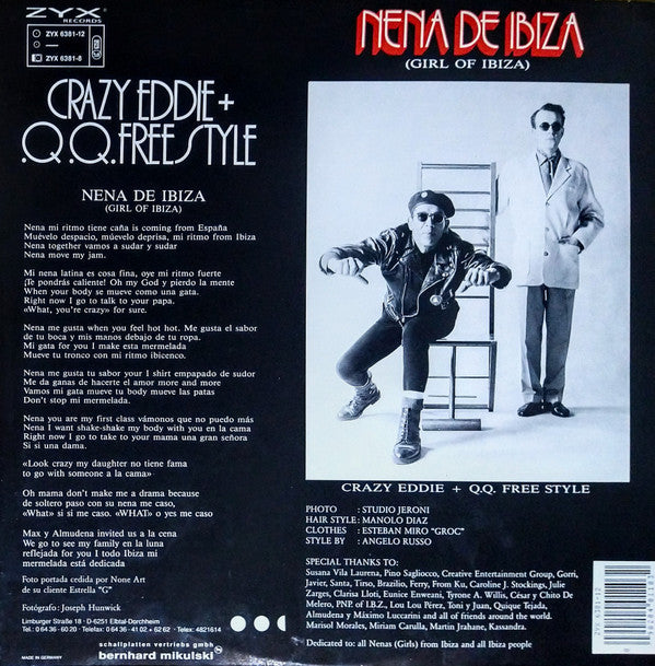 Crazy Eddie + Q.Q. Freestyle : Nena De Ibiza (Girl Of Ibiza) (12")