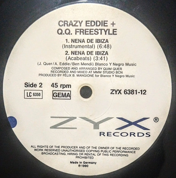 Crazy Eddie + Q.Q. Freestyle : Nena De Ibiza (Girl Of Ibiza) (12")