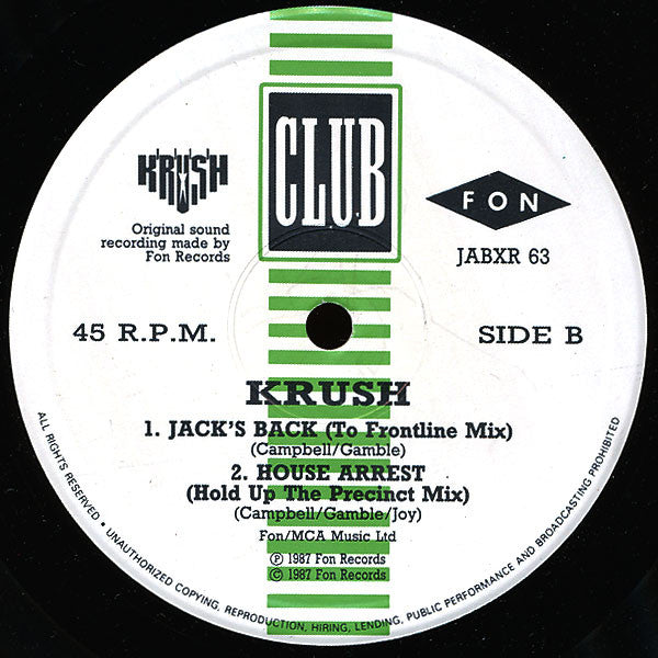 Krush : House Arrest (Burn Down The House!!) (12", Single)