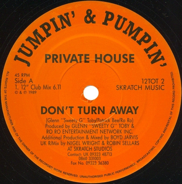Private House : Don't  Turn Away UK R/Mixx (12")