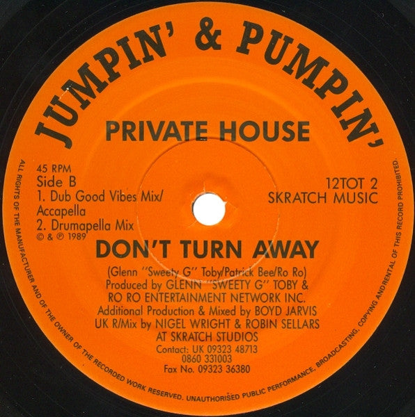 Private House : Don't  Turn Away UK R/Mixx (12")