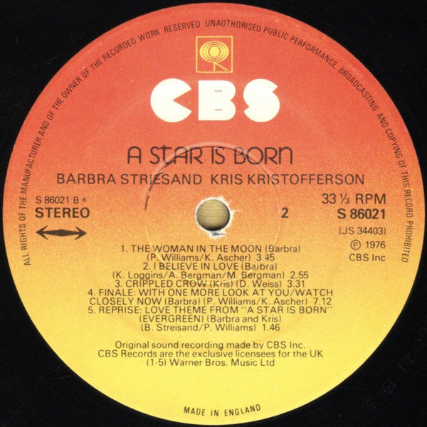Barbra Streisand, Kris Kristofferson : A Star Is Born (LP, Album)