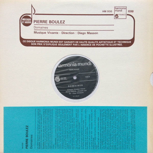 Pierre Boulez, Ensemble Musique Vivante - Diego Masson : Domaines (LP, RE)
