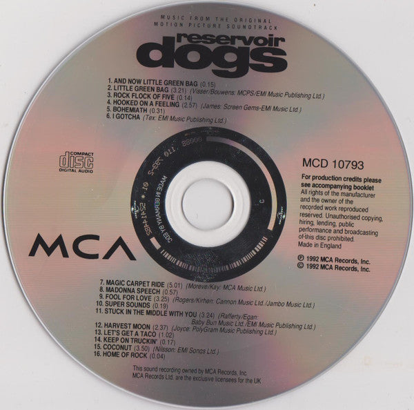 Various : Reservoir Dogs - Music From The Original Motion Picture Soundtrack (CD, Comp, RE, EDC)