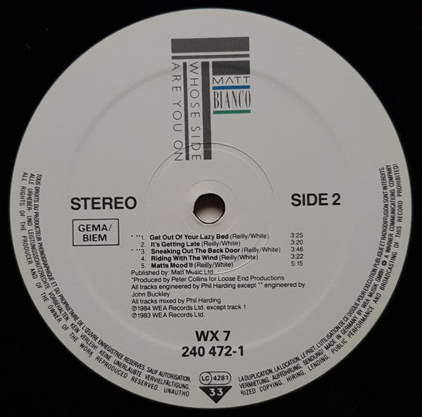 Matt Bianco : Whose Side Are You On (LP, Album, RSA)