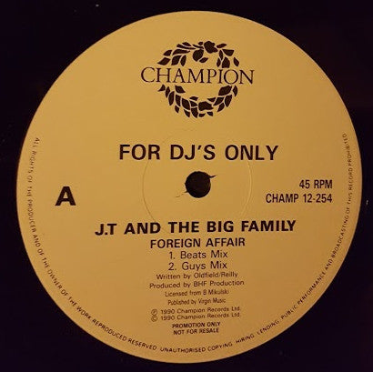 J.T. And The Big Family : Foreign Affair (12", Promo)