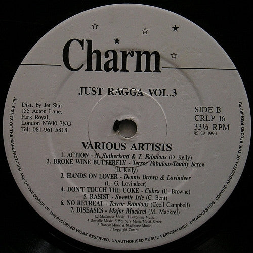 Various : Just Ragga Volume 3 (LP, Comp)