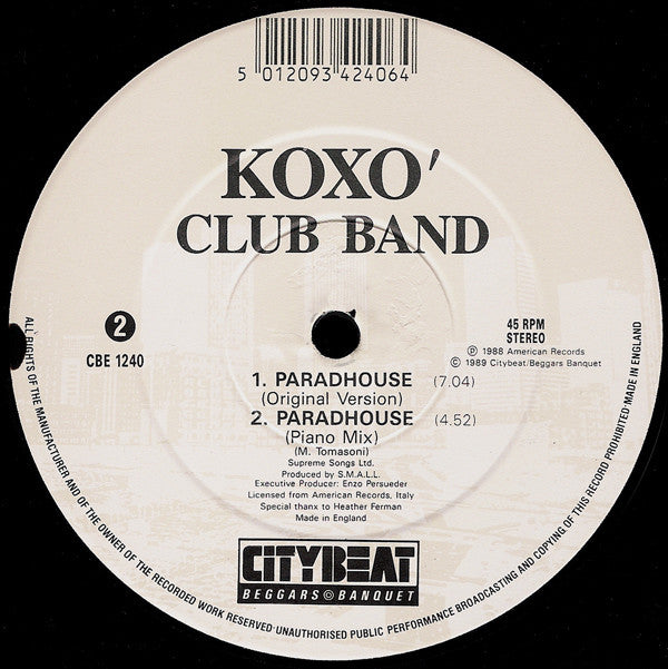 Koxo' Club Band : Paradhouse (Me Gusta) (12")
