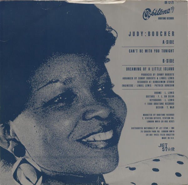 Judy Boucher : Can't Be With You Tonight (12", Bla)