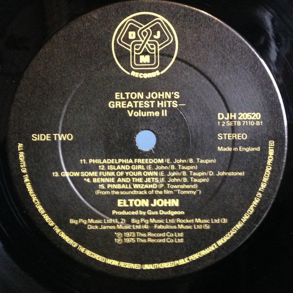 Elton John : Elton John's Greatest Hits Volume II (LP, Comp)