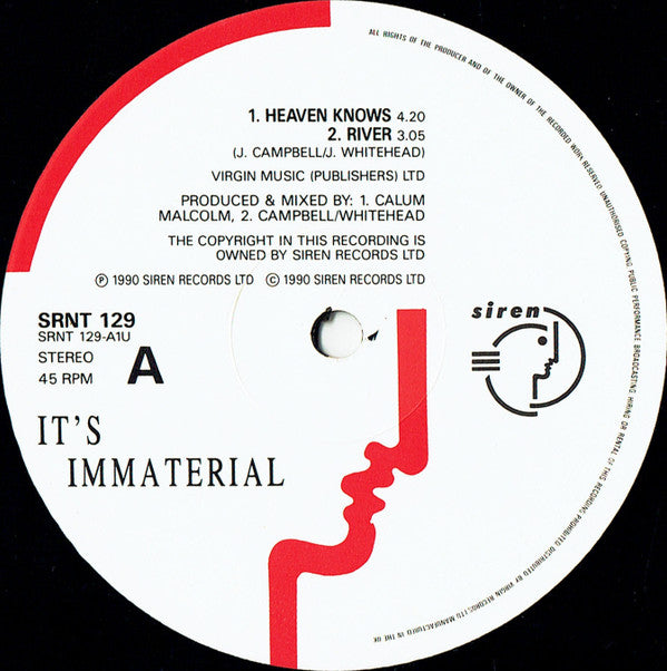 It's Immaterial : Heaven Knows (12", Single)