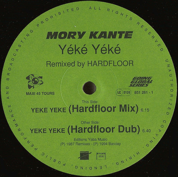 Mory Kante* : Yeke Yeke (2 Remixes By Hardfloor) (12", Maxi)