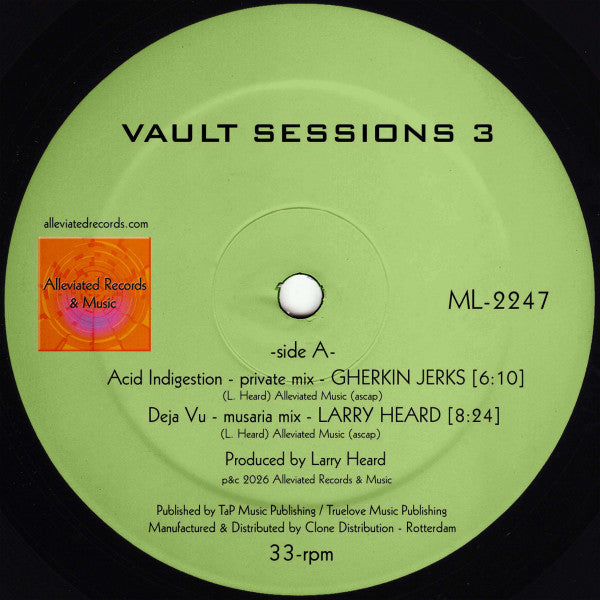 Larry Heard – Vault Sessions 3 (Mr Fingers / Gherkin Jerks / The IT) (12") (Mint (M))