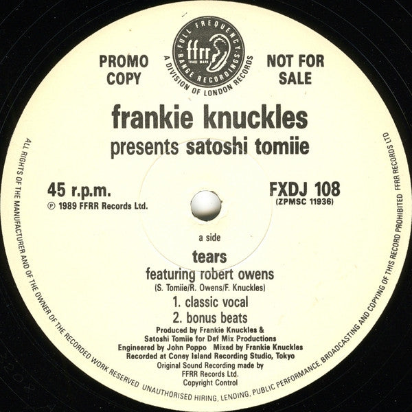 Frankie Knuckles Presents Satoshi Tomiie – Tears (FXDJ 108) (12") (Very Good Plus (VG+))