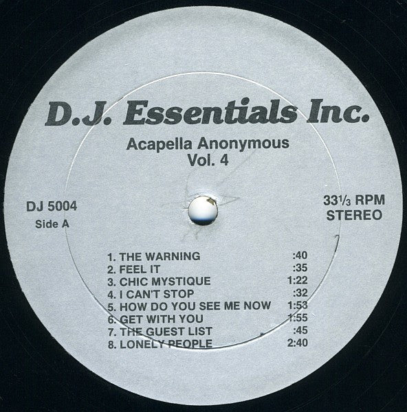 Various – Acapella Anonymous Vol. 4  (12") (Near Mint (NM or M-))